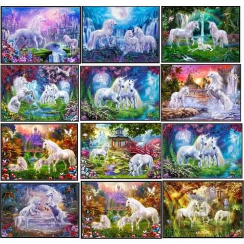 Embroidery Counted Cross Stitch Kits Needlework - Crafts 14 ct DMC Color DIY Arts Handmade Decor - Unicorns