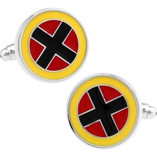 New Mens Cufflinks High-quality French Round Three-color Paint Cross Cuff Links Retro Religious Jewelry