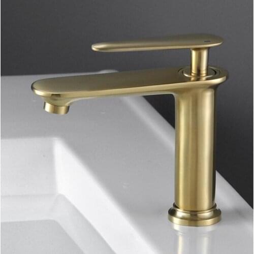 New Basin Faucet Brush Gold Solid Brass Sink Mixer Tap Hot and Cold Unique Design Basin Lavtory Faucet