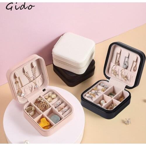 Jewelry Organizer Display Travel Jewelry Case Boxes Travel Portable Jewelry Box Leather Storage Organizer Earring Holder
