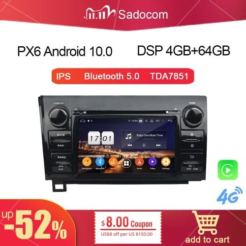 PX6 7" Android 10.0 Car DVD Player for Toyota Sequoia Tundra 2010-2012 4GB RAM 64g ROM 8Core GPS Glonass RDS autoRadio car radio