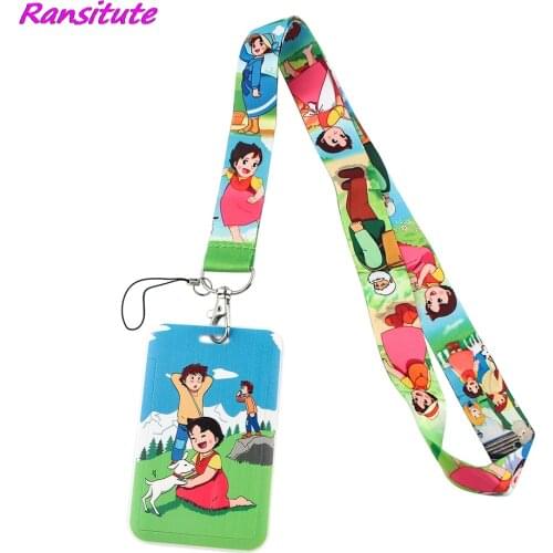 Ransitute R1682 Cartoon Alpine Girl Lanyards ID Badge Holder Bus Pass Case Cover Slip Bank Credit Card Holder Accessories
