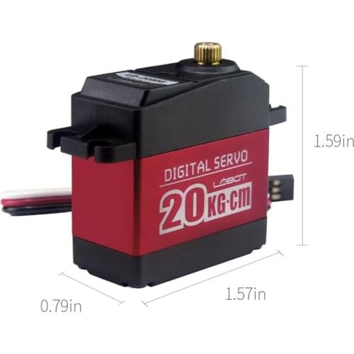 LD-20MG Full Metal Gear Standard Digital Servo Control Angle 180 with 20kg High Torque Aluminium Case for Robot RC Car