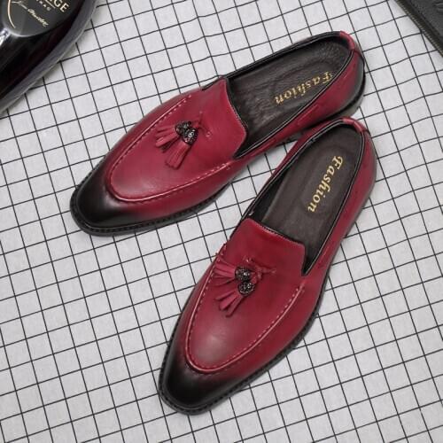New Luxury Mens Loafers Top Quality Tassel Dress Shoes Mens Slip On Oxford For Men Casual Business Genuine Leather Formal Shoes