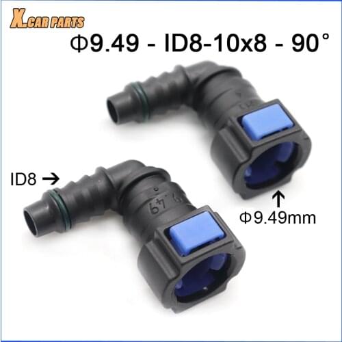 2pcs/lot High Qulaity Car Fuel Line Hose Pipe Quick Release Female Connector 9.49mm 9.49 ID8 10x8 90 degree Auto Urea Connector