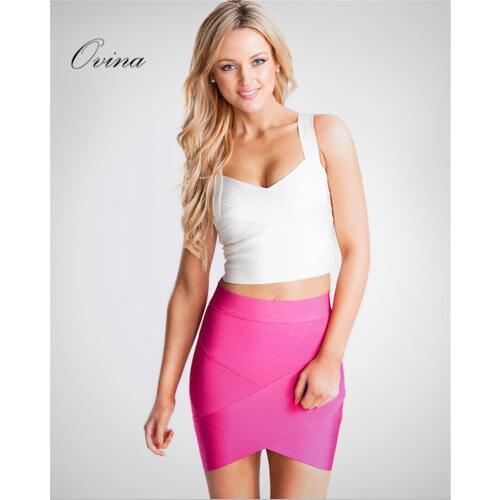 Sexy Solid Cross Hem Mini Bodycon Bandage Women Skirt Party Skirts
