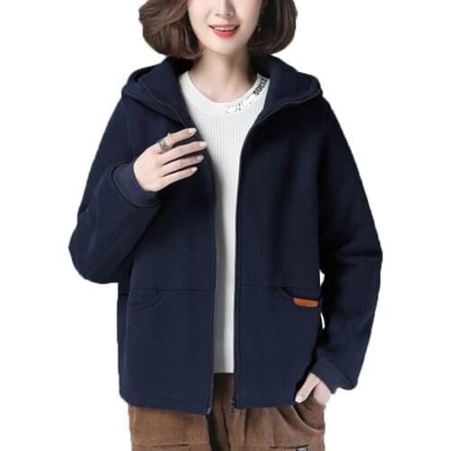 2021 Women Hoody Spring Autumn Female Hoodie Sweatshirt Casual All-match Hooded Top Female Loose Pocket Zipper Sweat Shirt D1021