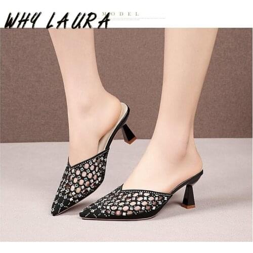 Outdoor new pointed hollow out woman slippers fine with a woman sexy clear high heels summer dawn piece do sandals high heels