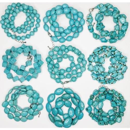 26 Types Handmade Knoted Beads Strand Necklace for Women Vintage Turquoises Stone Short Chain Clavicle Jewelry Accessories 45cm