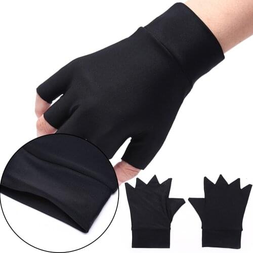 1pairs Black Arthritis Pain Relief Heal Joints Braces Supports Magnetic Therapy Fingerless Gloves