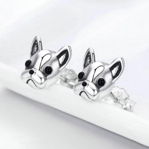 1 Pair French Bulldog Metal Earrings Lovely Animal Ear Studs for Women Jewelry U2JF