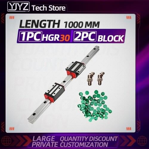 Linear Rail Guide 1pc 1000mm HGR30+2pcs HGH30CA/HGW30CC Linear Narrow/Flange carriges Sliding Block cnc parts