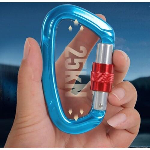 1Pcs Mountain Keychain Outdoor Climbing Carabiner Safety Master Screw Lock Buckle Escalade Tools 5 Color