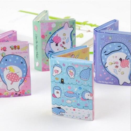 12sets/lot)Korean Stationery kawaii sticker folded whale sticky notes and memo pads mini message post notebook /papelaria