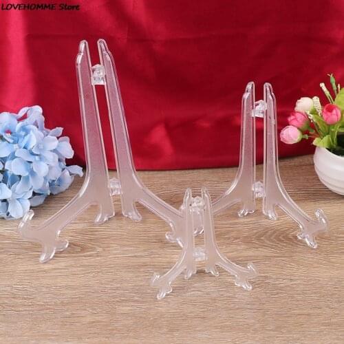 2Pcs Clear Plastic Easels Plate Holders Display Dish Rack Picture Frame Photo Book Pedestal Holder Display Stand Stander