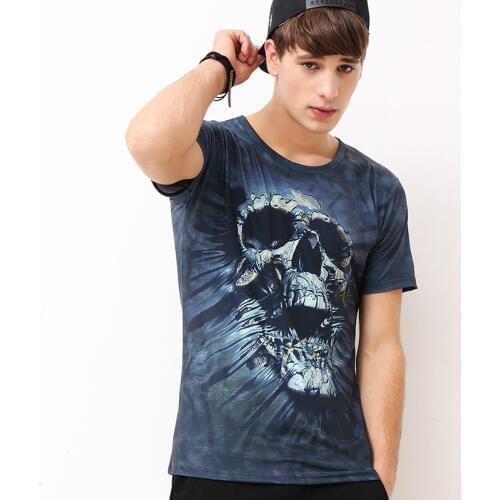 2017 Fashion Mens T Shirts Skull Printed 3D Hip Hop Men T-shirt Casual Skate O-neck Tees Tops Punk Style Street Wear,M-XXL T535