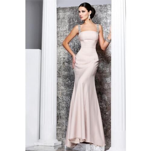 2018 Vestidos Robe De Soiree Straps Crystals Open Back Long Full Mermaid Lace Bandage Prom Party Gown bridesmaid dresses