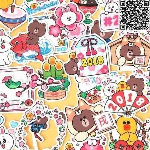 36 pcs fo'r Kids Fun Paper Stickers Homemade new year bear Bookkeeping Decals on Laptop / Decorative scrapbooking / DIY stickers