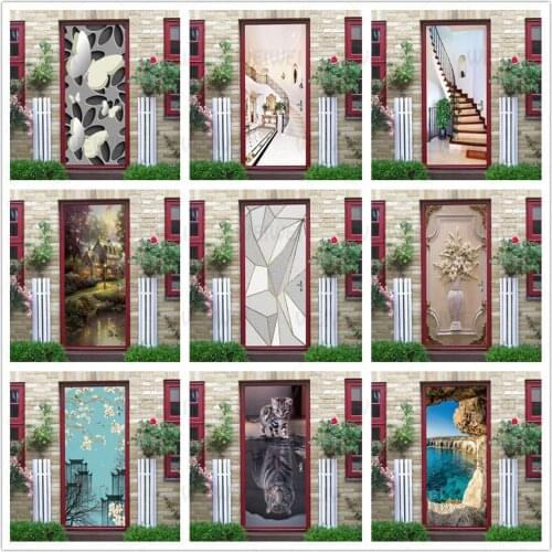 3D Butterfly Door Sticker PVC Self Adhesive Waterproof Wall Mural Decals Sticker On The Doors DIY Home Design Forliving Room