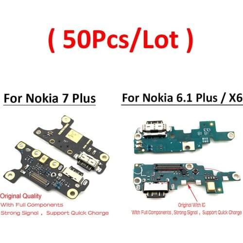 50PCS For Nokia 7 Plus USB Charging Port Charger Dock Connector With Mic Flex Cable Board For Nokia X5 5.1 Plus X6 6.1 Plus