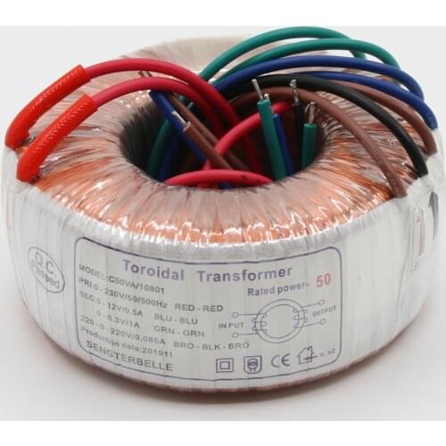 50W Pure Copper Toroidal Transformer Input: 230V Output: 220V*2+12V+6.3V Tube Sound Amplifier Power Supply