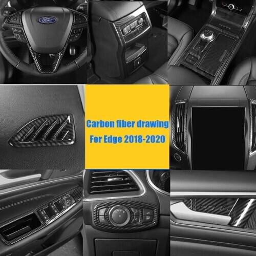 Car style For Ford Edge 2018 2019 2020 Interior Carbon fiber ABS Decoration Accessories