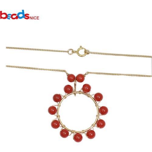 Beadsnice ID39765smt2 Gold-Filled Necklace Red Coral Pendant Drop sold by Strand Best Gift for Women Fine Jewelry