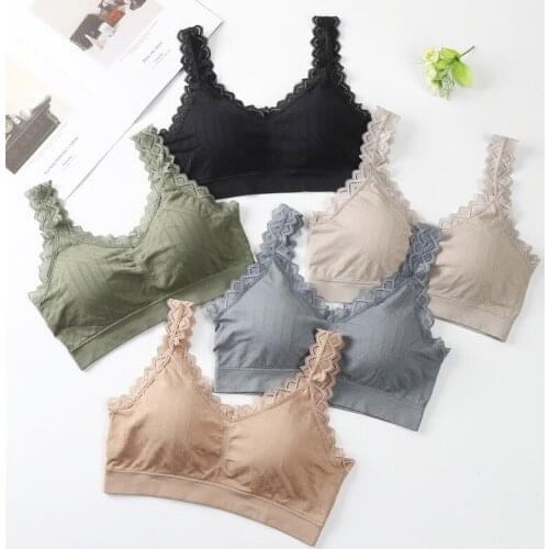 Seamless Solid Sport Bra Top Lace Underwear Sexy Crop Top Breathable Wear Workour Top Sport Fitness Suit Running Jogging Women