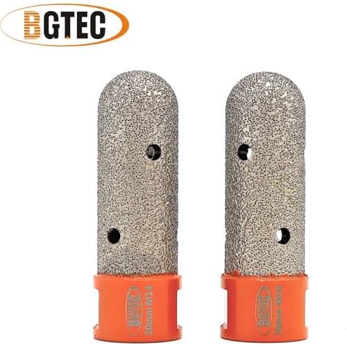 BGTEC 2pcs 20mm Vacuum Brazed Diamond finger bits With M14 Thread Enlarge shape round bevel existing holes