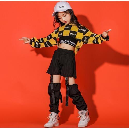 Kid Cool Hip Hop Clothing Hoodie Sweatshirt Shirt Top Crop Hollow Causal Pants For Girl Jazz Ballroom Dance Costume Clothes Wear