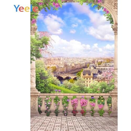 Yeele Castle Flower Arch View Platform Decor Spring Photography Backdrops Personalized Photographic Backgrounds For Photo Studio