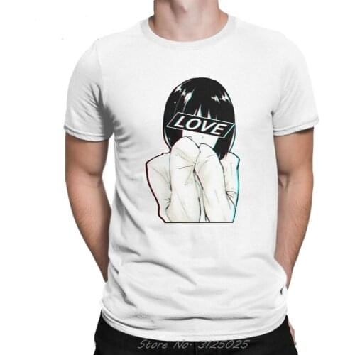 LOVE Sad Japanese Aesthetic Mens T Shirt One Punch Man Sword Art Online Novelty Cotton Short Sleeve Tees O-Neck T-Shirt Tops