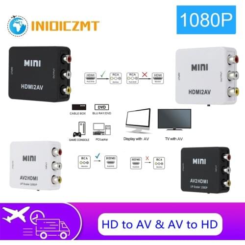 HDMI-compatible to RCA Converter AV/CVSB L/R Video Box HD1080P HDMI-compatible2AV Support NTSC PAL Output HDMI-compatible To AV