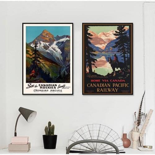 Canadian Pacific Poster Vintage Banff Canada Travel Posters Lake Louise Landscape Canvas Painting Wall Picture Living Room Decor