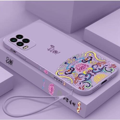 Chinese Auspicious Retro Palace Soft Gel Liquid Silicone Phone Cases For Xiaomi 10Lite Casing With Phone Straps