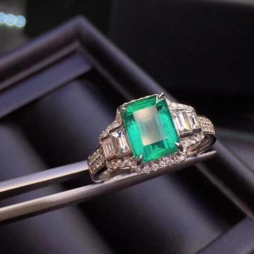 H620 Emerald Ring 1.72ct Pure 18 K Gold Jewelry 100% Natural Green Emerald Gemstone Diamond Female Rings for women Fine Ring
