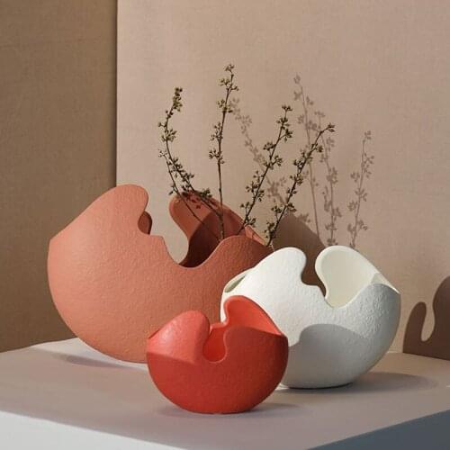Nordic Creative Ceramic Eggshell Flower Vase Colorful Flower Arrangement Home Decoration Furnishings Desktop Decor Ornament Gift