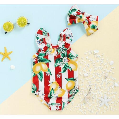 Toddler Baby Girl Swimwear Summer Floral Striped Swimsuit Bikini Set Ruffle Bathing Suit Children 2020 Holiday Beach Wear