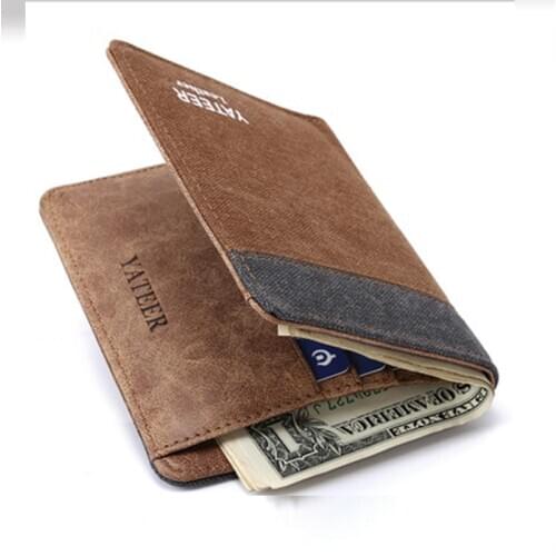 Fashion Mens Wallets Denim Canvas Thin Mens small Wallet Mens Purses Short Mini Burse Male Money Purse Card Holder 878179