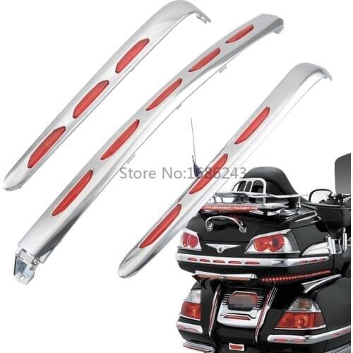 Motorcycle Chrome Trunk Molding Trim Accent Saddlebag Decorative Red Lens For Honda Goldwing 1800 GL1800 GL 2001-2011