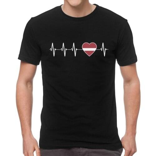Latvian Heartbeat T-shirt Men Novelty T Shirts Short Sleeve I Love Latvia Country Flag Heart Tshirts Cotton Tees Top Clothing