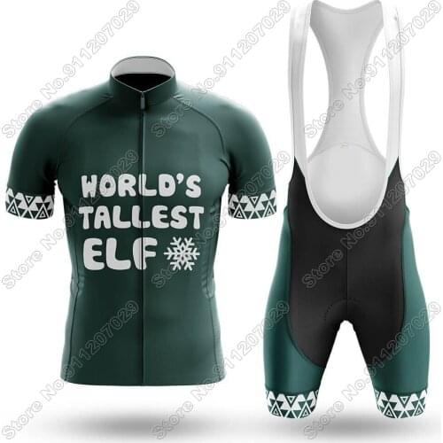 Men Worlds Tallest Elf Cycling Jersey Set Summer Cycling Clothing Road Bike Suit Mountain Bicycle Shirt Bib Shorts MTB Maillot