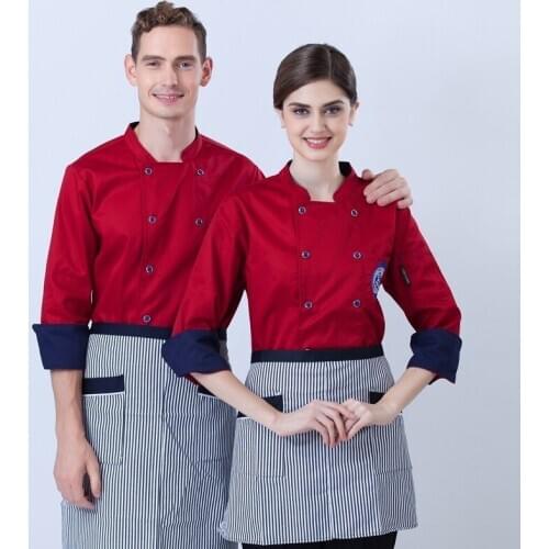 New Chef Wear Long Sleeved Adult Bakery Kitchen Chef Uniform Cooks Kitchen Chef Uniforms Chefs Apparel Ladies Chefwear B-5908