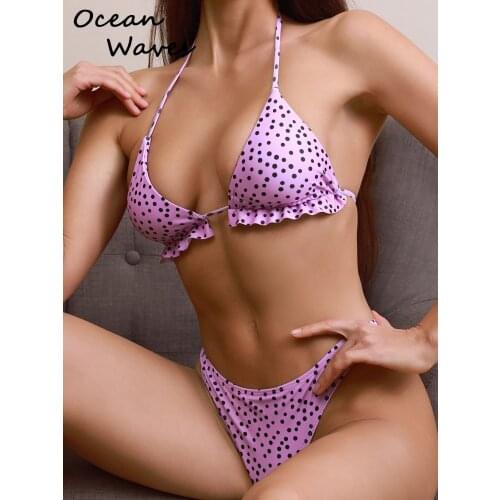 New Polka Dot Swimsuit Mini Bikini Set Swimwear Women 2021 Micro Vikini for Bath Ruffle Tie Dye Bikinis Lot Beach Outfit Summer