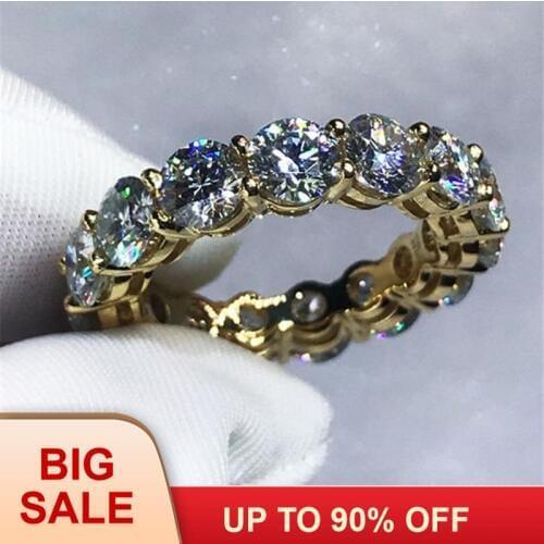3 colors Lovers infinity Band ring Silver color Engagement wedding rings for women men 4mm AAAAA zircon crystal Bijoux