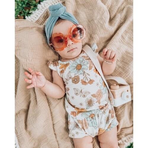 Newborn Baby Girl Clothes Boho Flower Fly Sleeve Tank Top and Short Pants 2Pcs Shorts Set Infant Summer Outfits