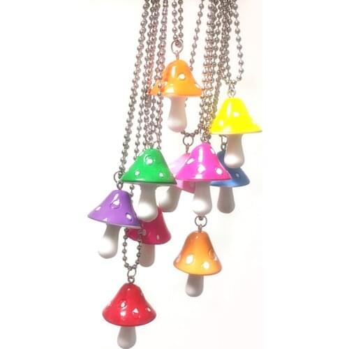 New Fashion Resin Cartoon Imitation Mushroom Pendant Necklace For Women Men Colorful Simple Cute Charm Necklaces Jewelry Gift