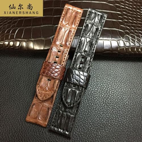 New Crocodile Back Bone Skin Watchbands Luxury Genuine Leather Belt Custom Universal Strap 20MM 22MM 24MM Alligator Watch Band