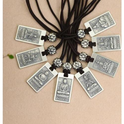 S925 pure silver wholesale Thai men and women general zodiac this Buddha necklace peace and blessing