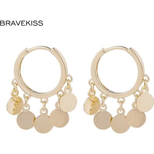 BRAVEKISS New Gold Round Copper Earrings for Women Female Party Jewelry Girls Collier Accessories BPE1530